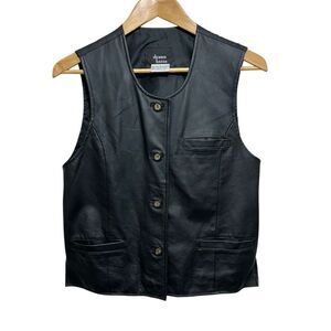 Vintage Dennis Basso Women's Leather Button Front Vest, Small
